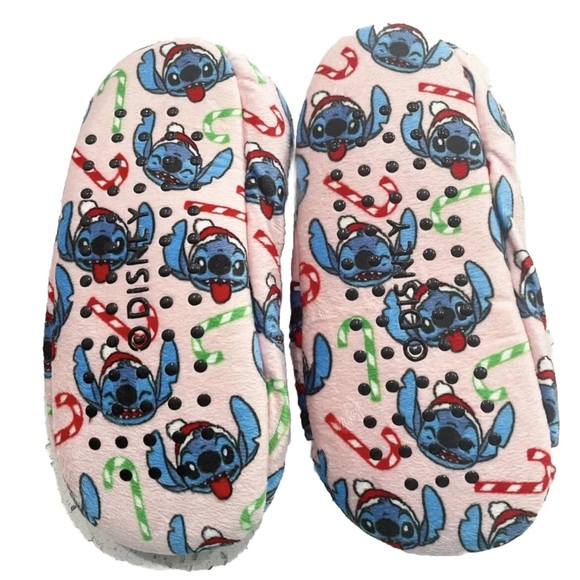 Disney Lilo & Stitch Women’s Slippers M 7-9 Pink Sherpa Lined Non Slip Holiday - Picture 4 of 6